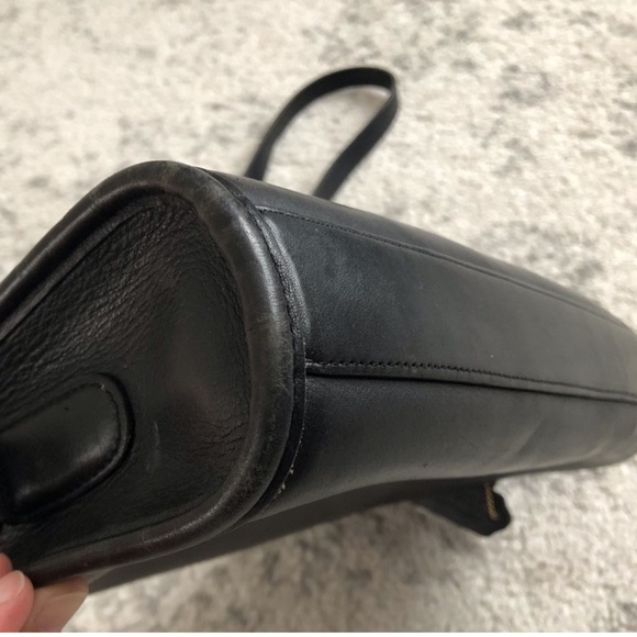 Vintage Coach Black Rectangle Soft Leather Purse Shoulder Bag w/Serial Number - Picture 10 of 16